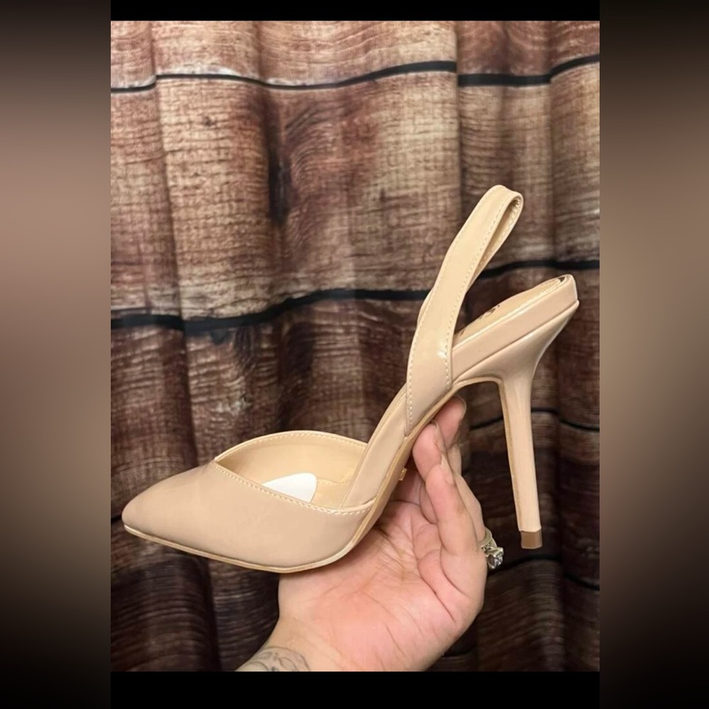 Nude Stiletto Heel Slingback Pumps